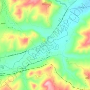 Taccoli地形图、海拔、地势