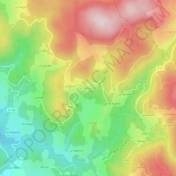 La Renaudie地形图、海拔、地势
