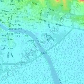 大坪园地形图、海拔、地势