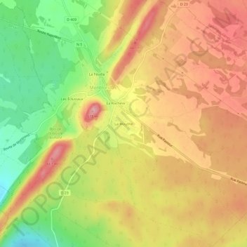 La Mouthe地形图、海拔、地势