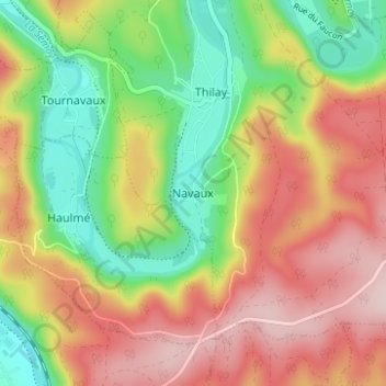 Navaux地形图、海拔、地势
