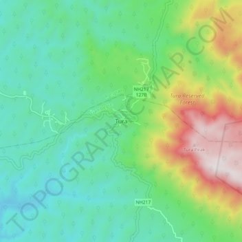 Tura地形图、海拔、地势