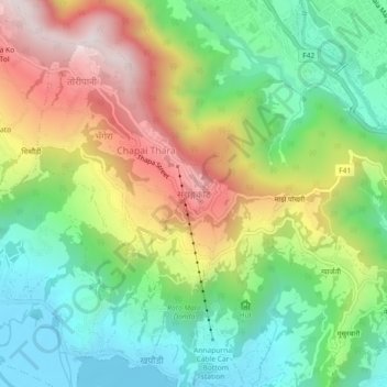 Sarangkot地形图、海拔、地势