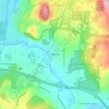 Shadowood地形图、海拔、地势