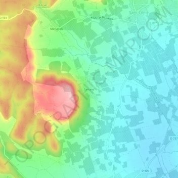 Sinsans地形图、海拔、地势