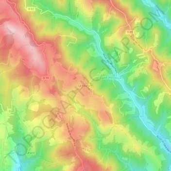 La Poursille地形图、海拔、地势
