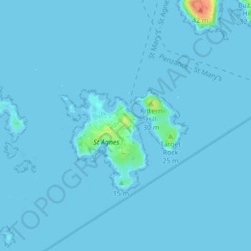 Higher Town地形图、海拔、地势