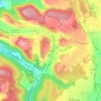 Le Village地形图、海拔、地势