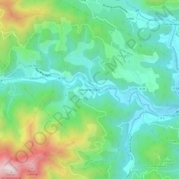 Neyrac-les-Bains地形图、海拔、地势