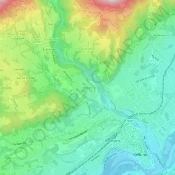 Vezzano地形图、海拔、地势