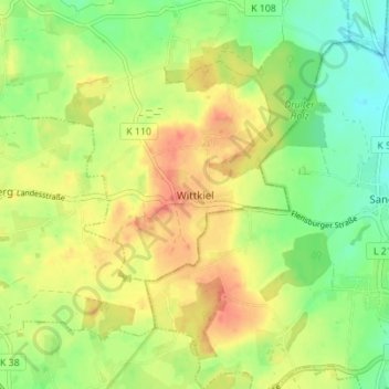 Wittkiel地形图、海拔、地势