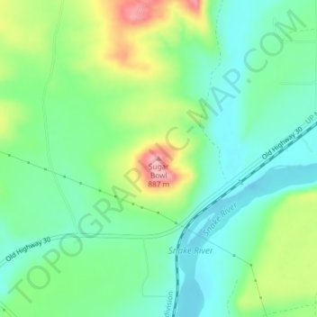 Sugar Bowl地形图、海拔、地势
