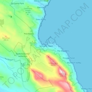 Simon's Town地形图、海拔、地势