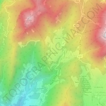 Les Guillets地形图、海拔、地势