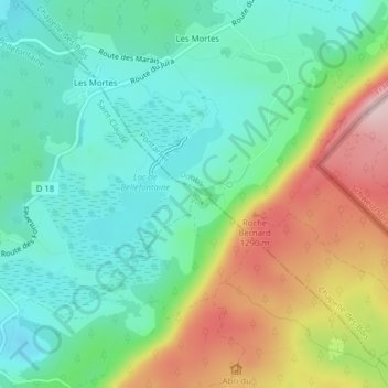 Sur les lacs地形图、海拔、地势