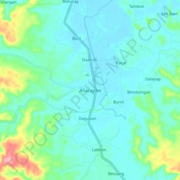 Allacapan地形图、海拔、地势