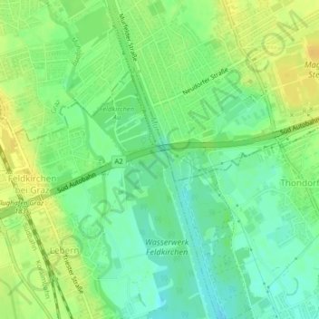 Grazer Becken地形图、海拔、地势
