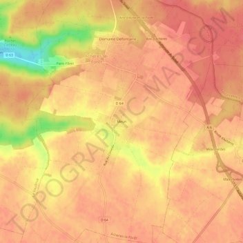 Meun地形图、海拔、地势