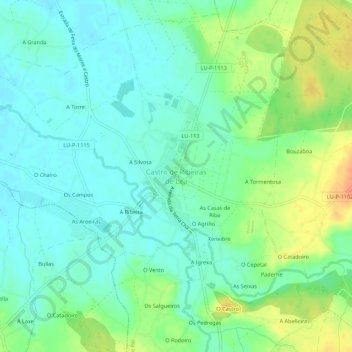 Castro de Ribeiras de Lea地形图、海拔、地势