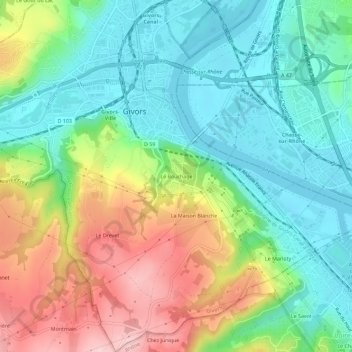 Le Bouchage地形图、海拔、地势