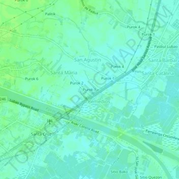 Purok 1地形图、海拔、地势