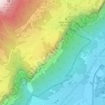 Table d'orientation du Bec Margain地形图、海拔、地势