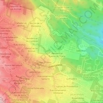 El Vergel地形图、海拔、地势