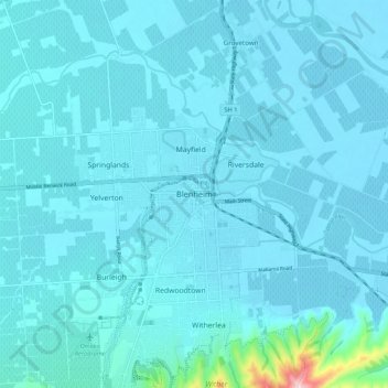 Blenheim地形图、海拔、地势