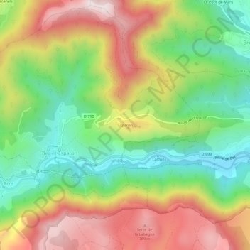 Esparon地形图、海拔、地势