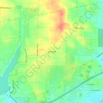 Springhill地形图、海拔、地势