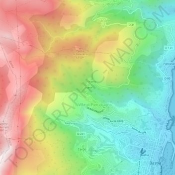 Cardete地形图、海拔、地势