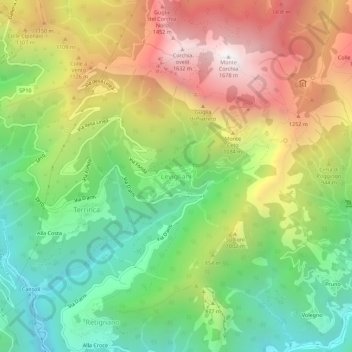 Levigliani地形图、海拔、地势