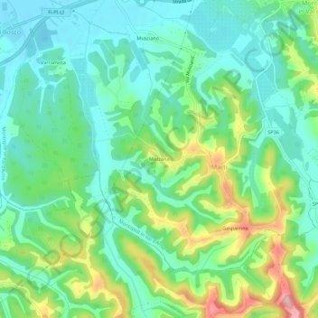 Mazzana地形图、海拔、地势