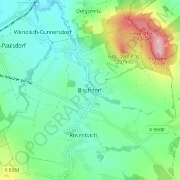 Bischdorf地形图、海拔、地势