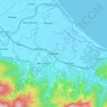 Carmen地形图、海拔、地势