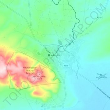 Bredasdorp地形图、海拔、地势