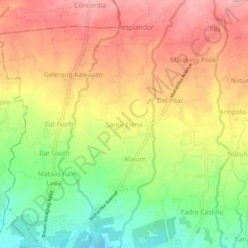 Santa Elena地形图、海拔、地势