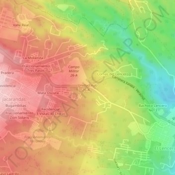 Unidad Hab 26-A-1地形图、海拔、地势