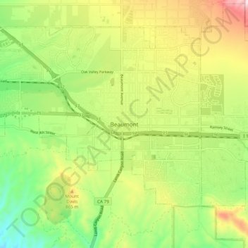 Beaumont地形图、海拔、地势