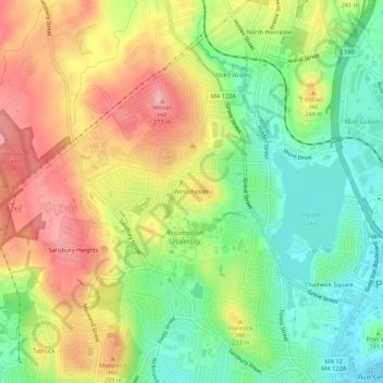 Westchester地形图、海拔、地势