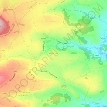 Font-Marcel地形图、海拔、地势