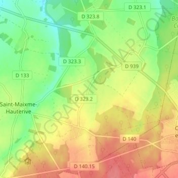 Le Gland地形图、海拔、地势