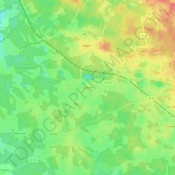 Le Bret地形图、海拔、地势