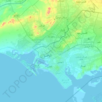 Karachi地形图、海拔、地势