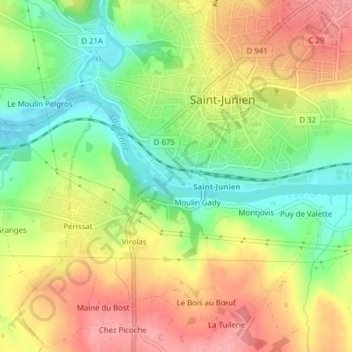 Les Seilles地形图、海拔、地势