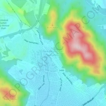 Perkampungan Semambu地形图、海拔、地势