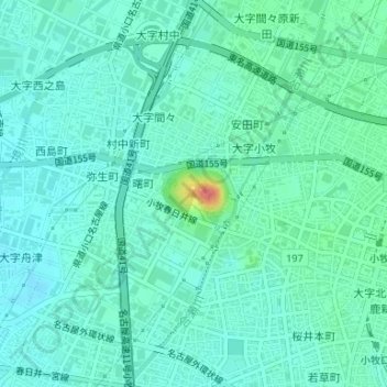 Mount Komaki地形图、海拔、地势