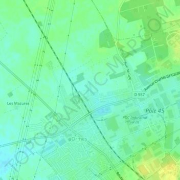 Les Chabasses地形图、海拔、地势