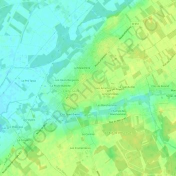 Les Grands Bonshommes地形图、海拔、地势