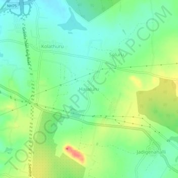 Haraluru地形图、海拔、地势